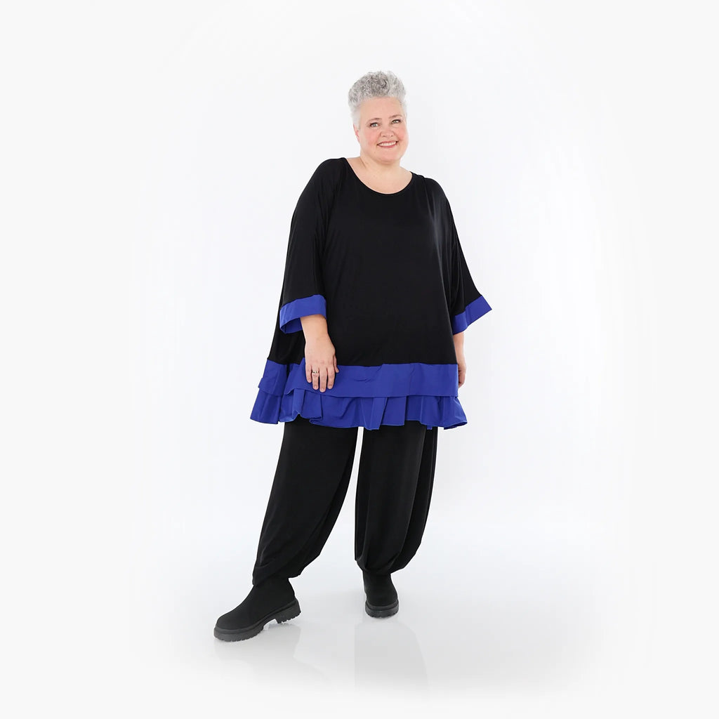 Chemise ample AKH Fashion 7103, noir-bleu roi