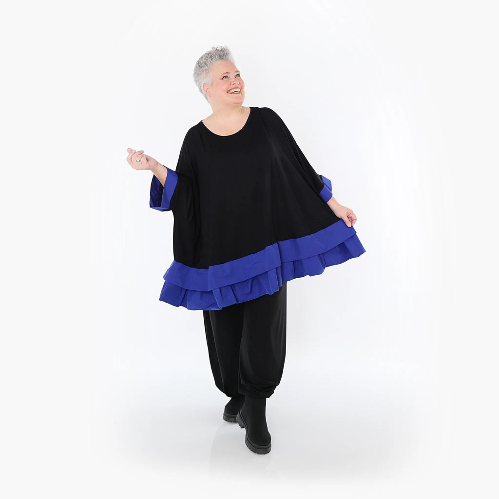 Chemise ample AKH Fashion 7103, noir-bleu roi