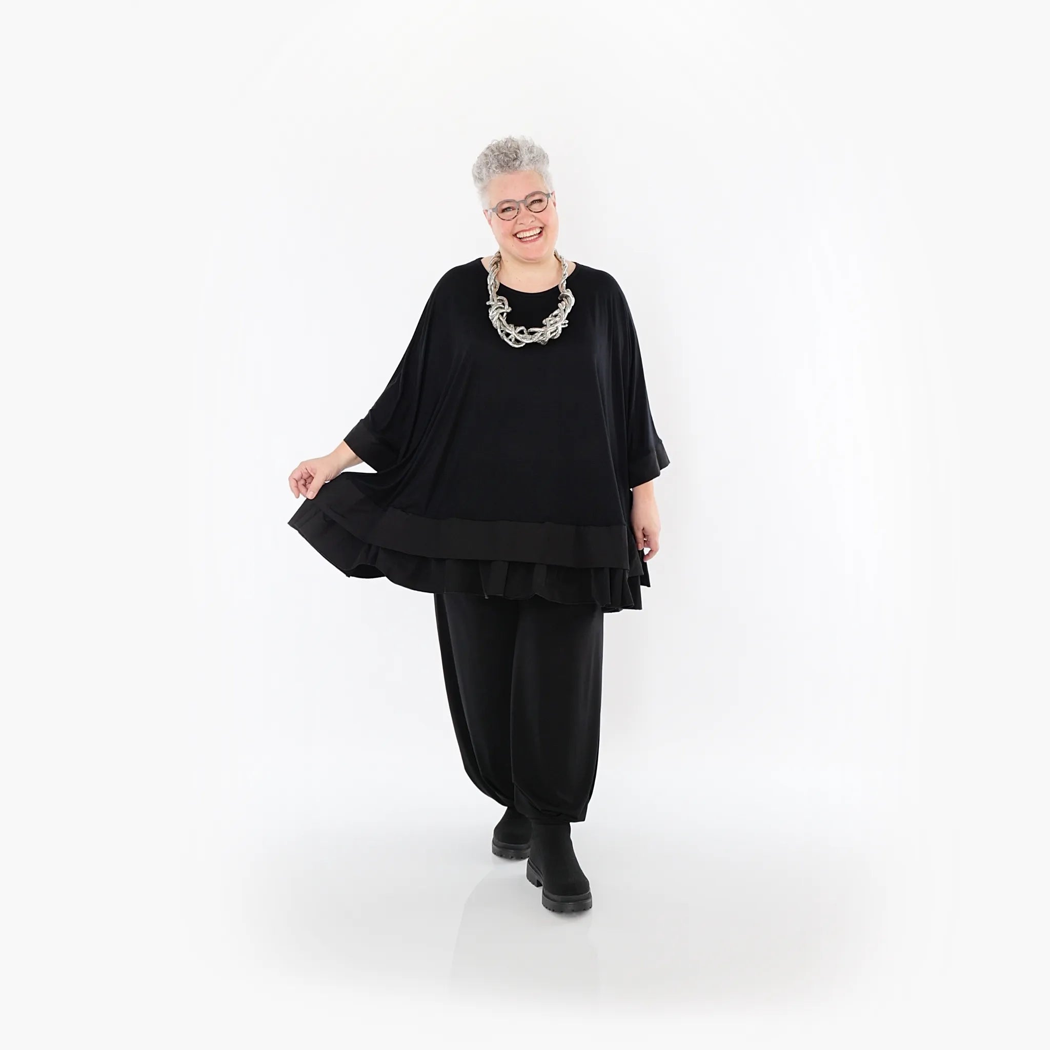 Chemise grande taille AKH Fashion 7103, noire