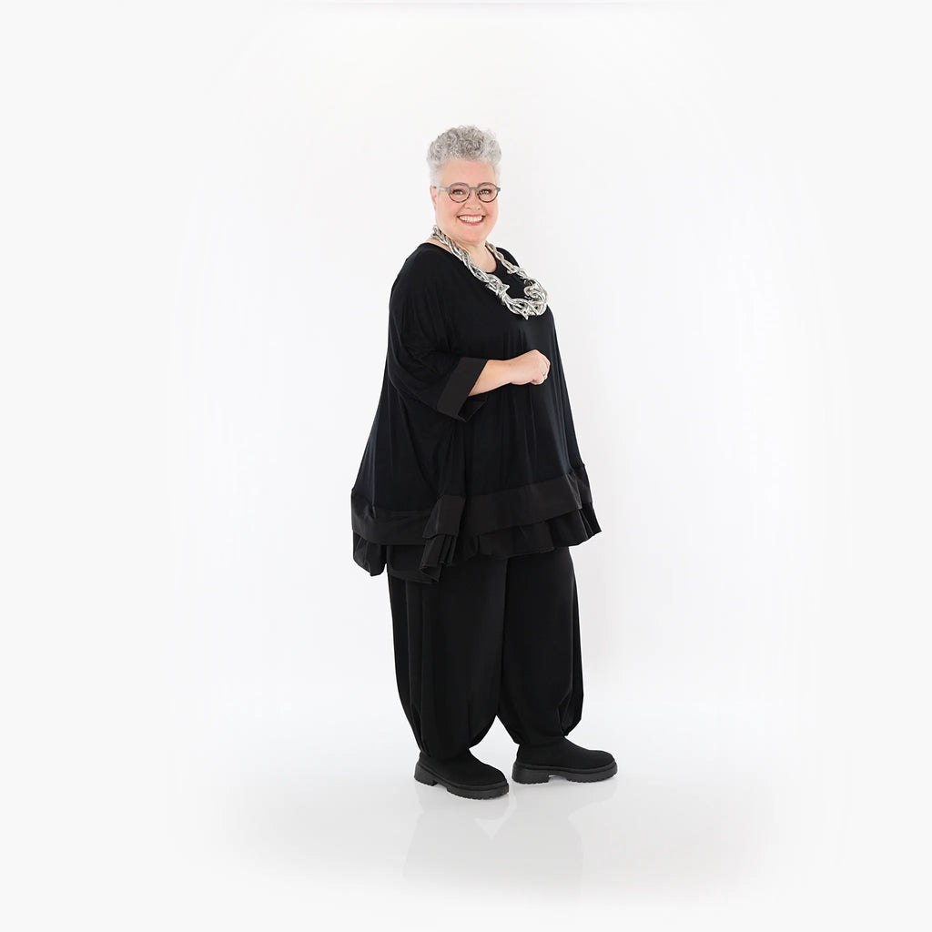 Chemise grande taille AKH Fashion 7103, noire
