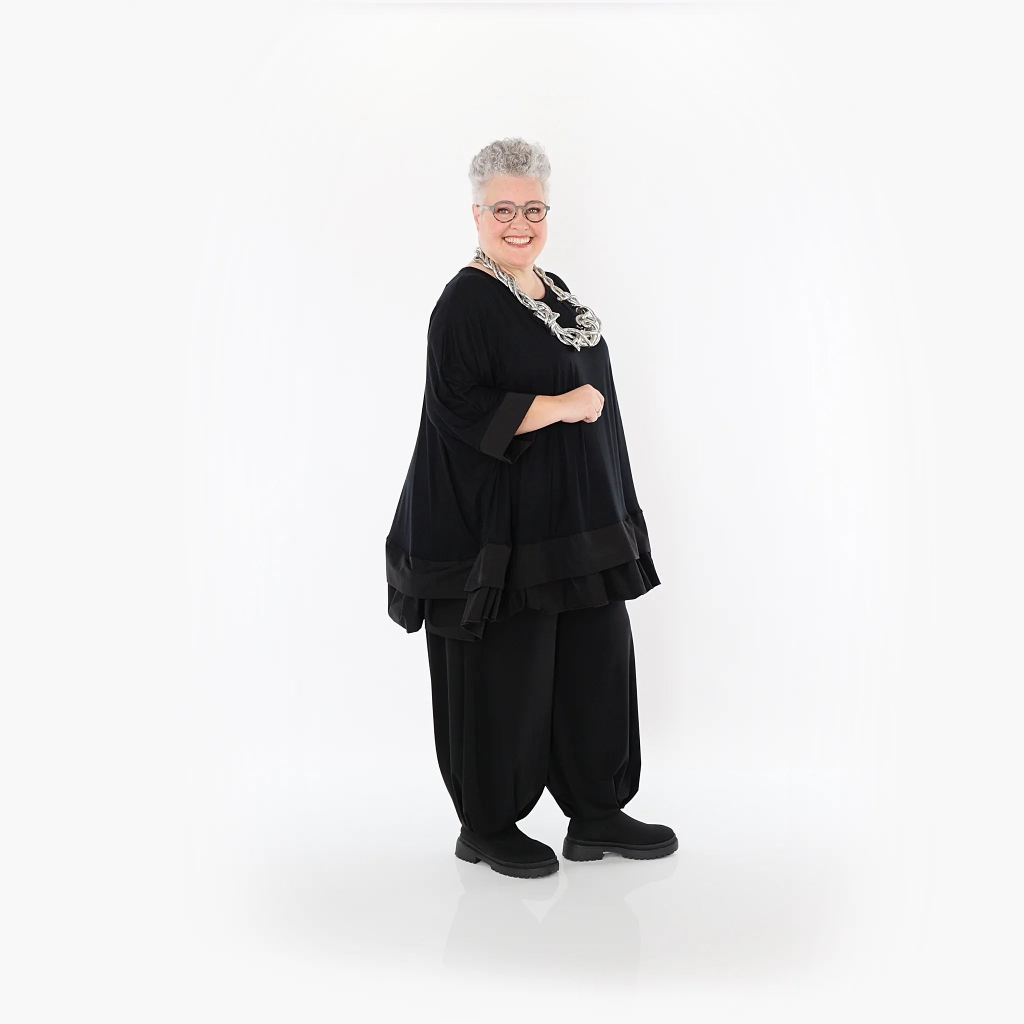 Chemise grande taille AKH Fashion 7103, noire