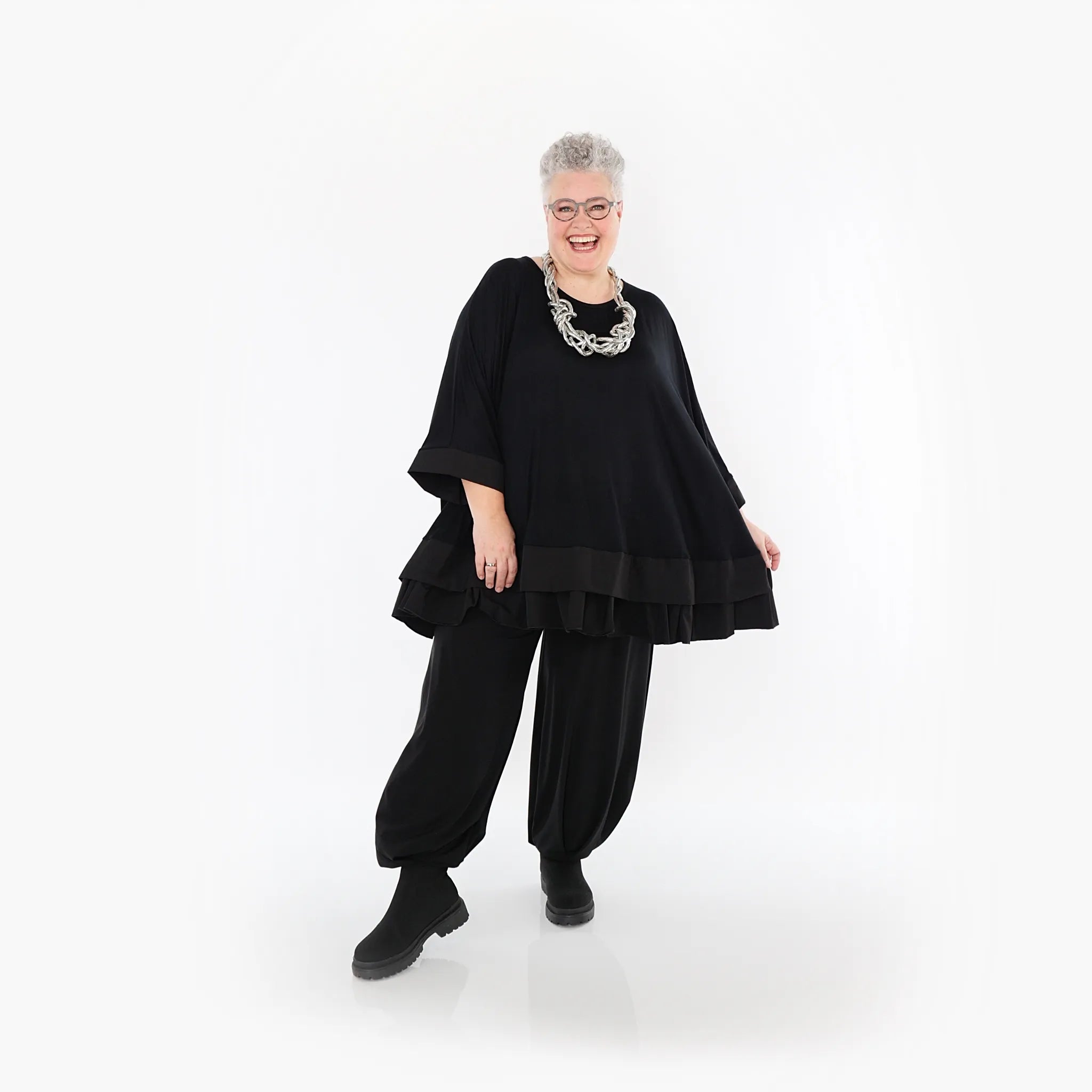 Chemise grande taille AKH Fashion 7103, noire
