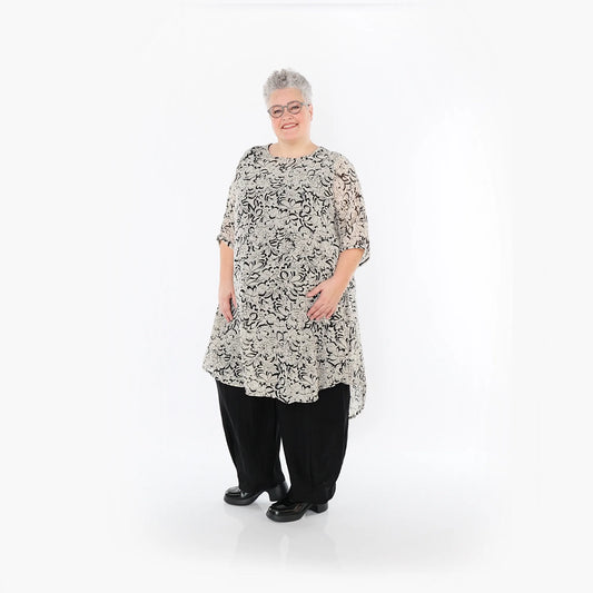AKH Fashion 2499 Big Shirt, Ecru-Schwarz
