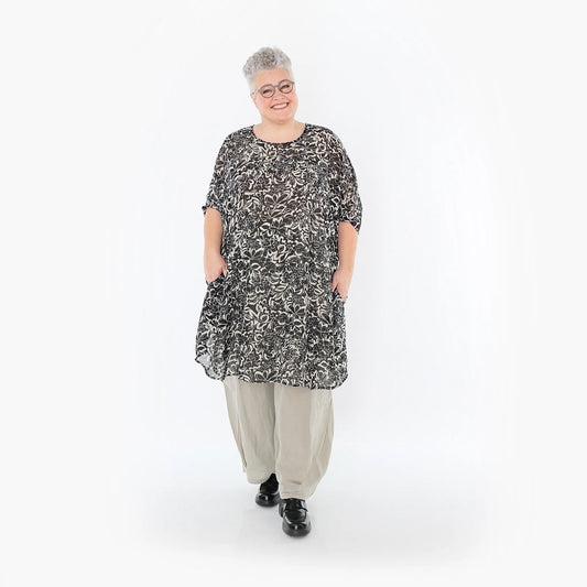 AKH Fashion 2499 Big Shirt, Schwarz-Ecru