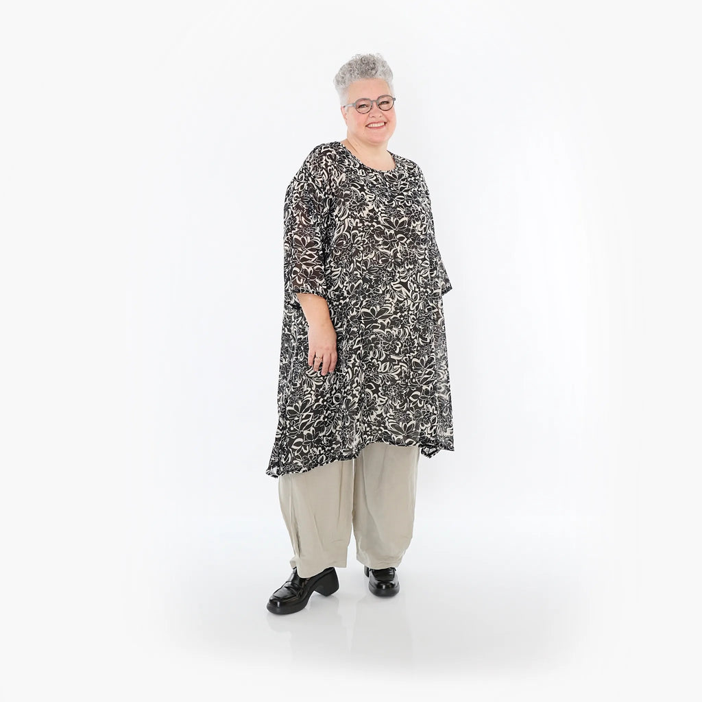 Chemise grande taille AKH Fashion 2666, noir-écru