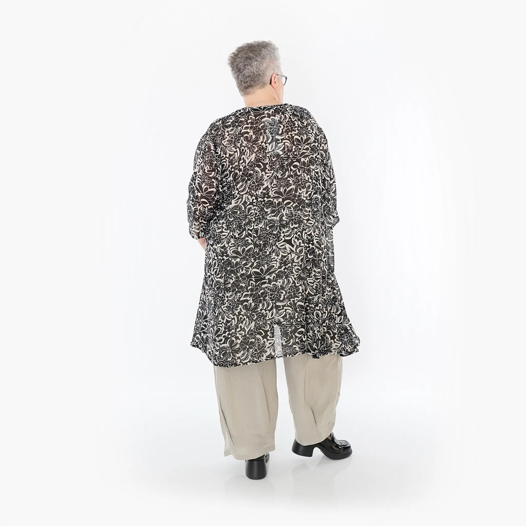 Chemise grande taille AKH Fashion 2666, noir-écru