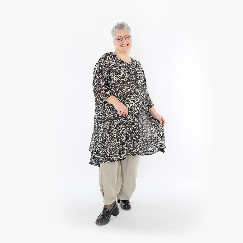 Chemise grande taille AKH Fashion 2666, noir-écru