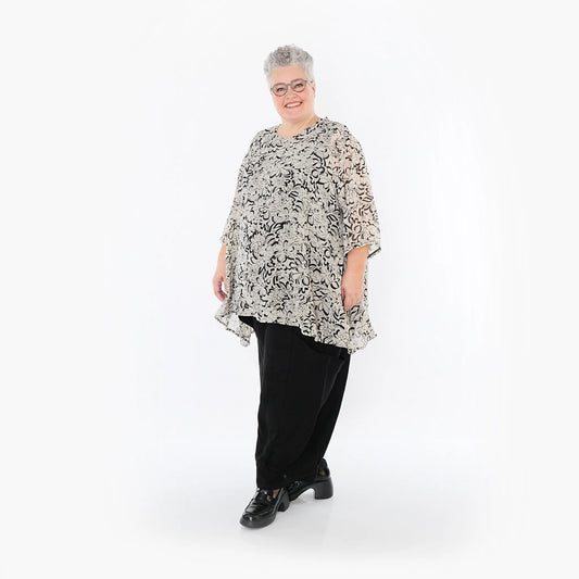 AKH Fashion 593 Big Shirt, Ecru-Schwarz