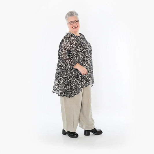 AKH Fashion 593 Big Shirt, Schwarz-Ecru