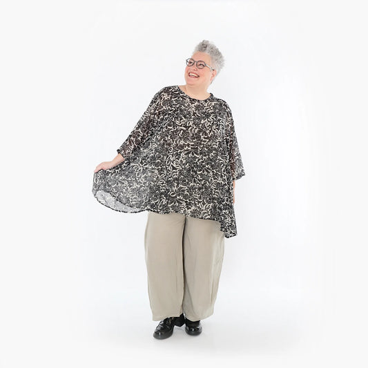 AKH Fashion 593 Big Shirt, Schwarz-Ecru