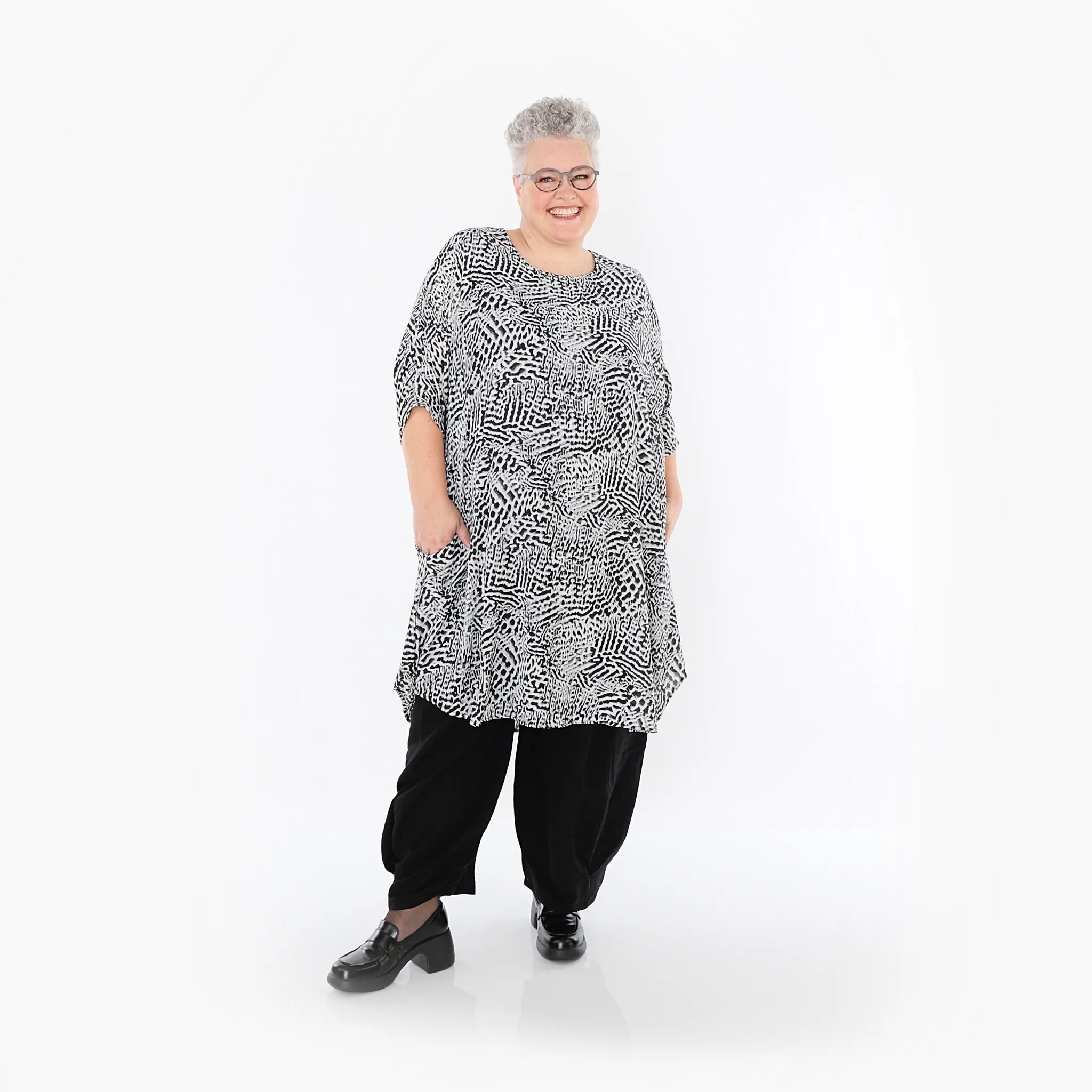 AKH Fashion 2499 Grande chemise, noir et blanc