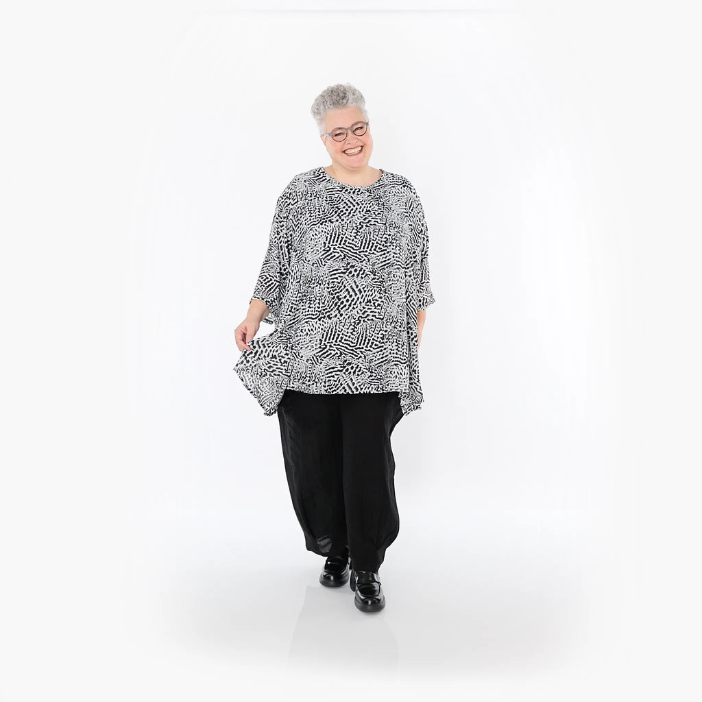 Chemise grande taille AKH Fashion 593, noire et blanche