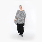 Chemise grande taille AKH Fashion 593, noire et blanche