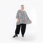 Chemise grande taille AKH Fashion 593, noire et blanche