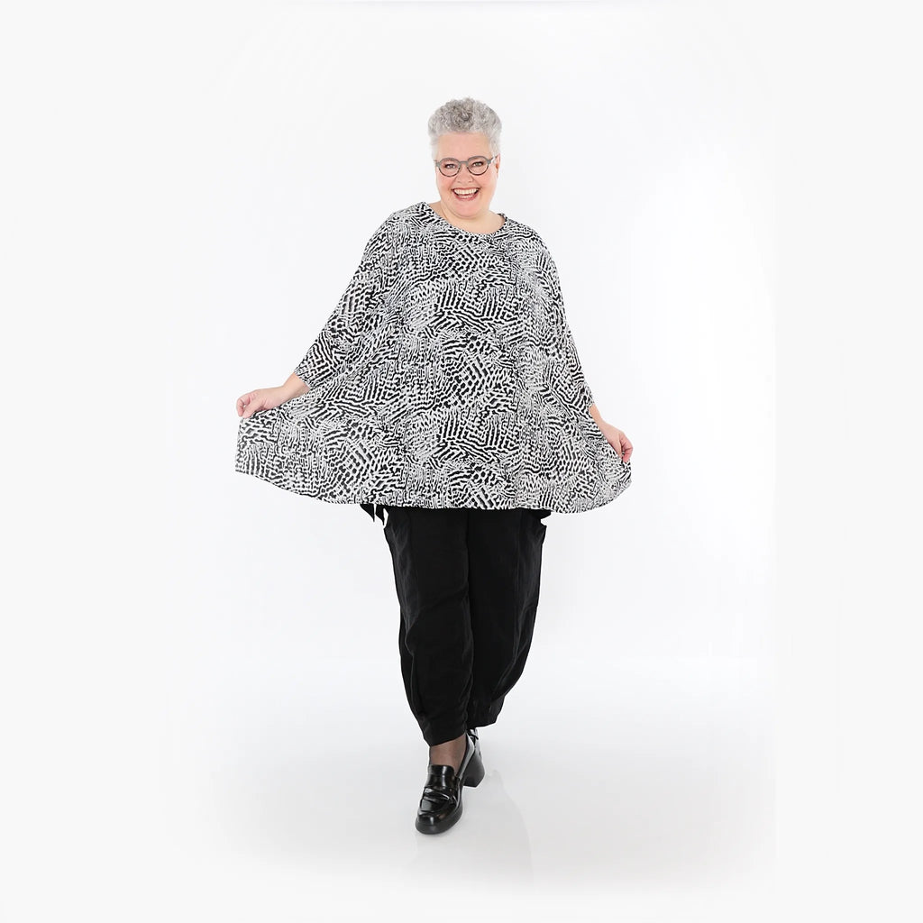 Chemise grande taille AKH Fashion 593, noire et blanche