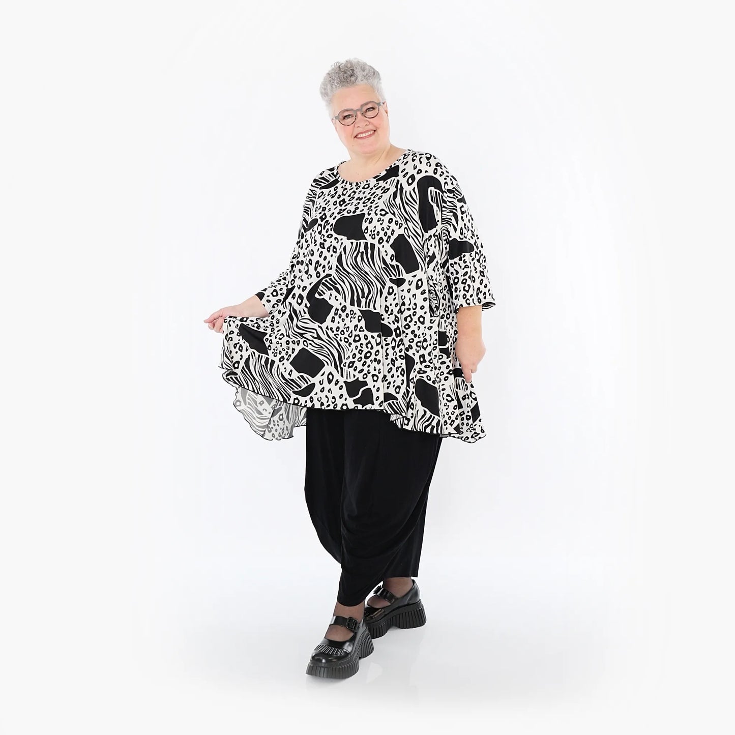 AKH Fashion 593 Big Shirt, Schwarz-Weiß