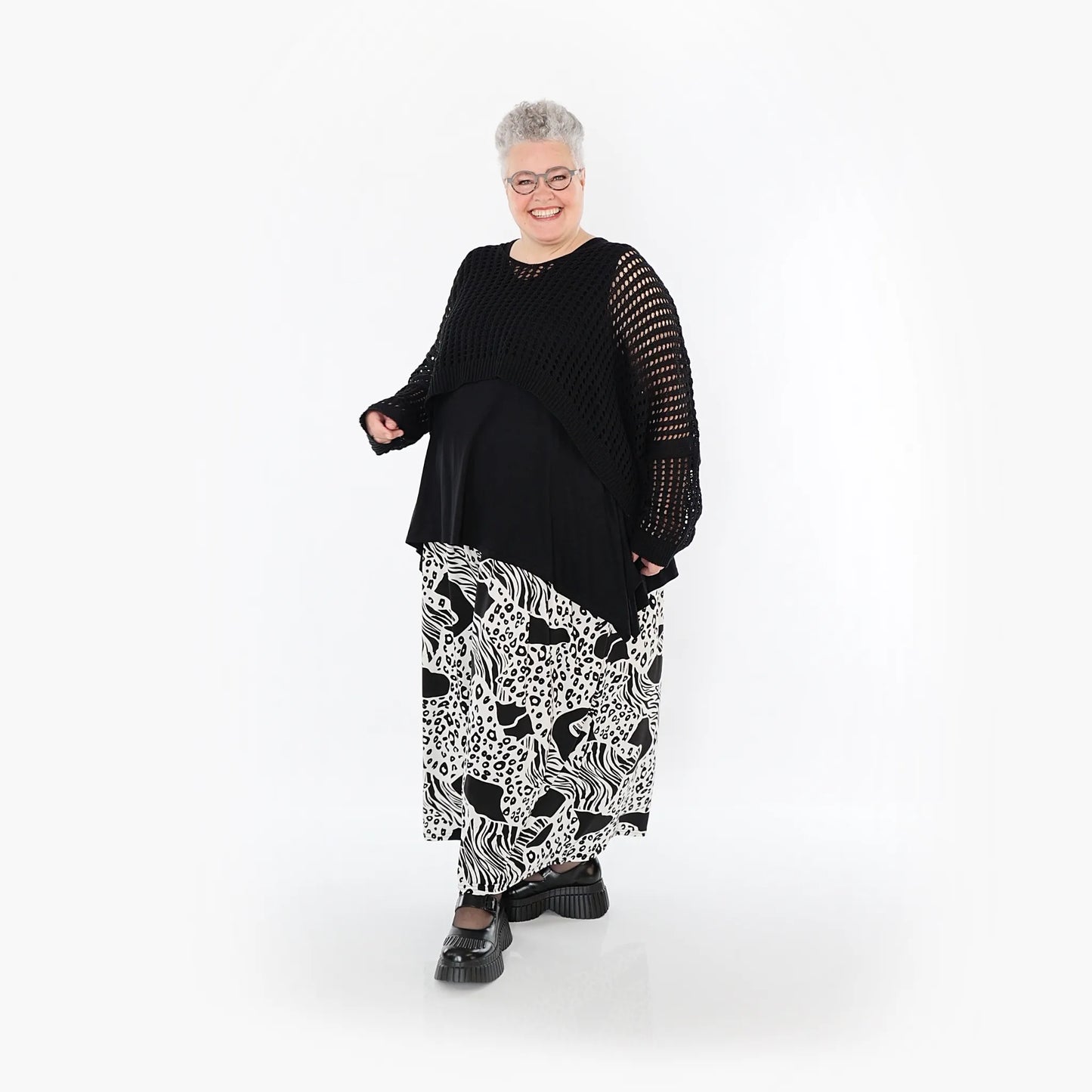 AKH Fashion 7077 Hose, Schwarz-Weiß