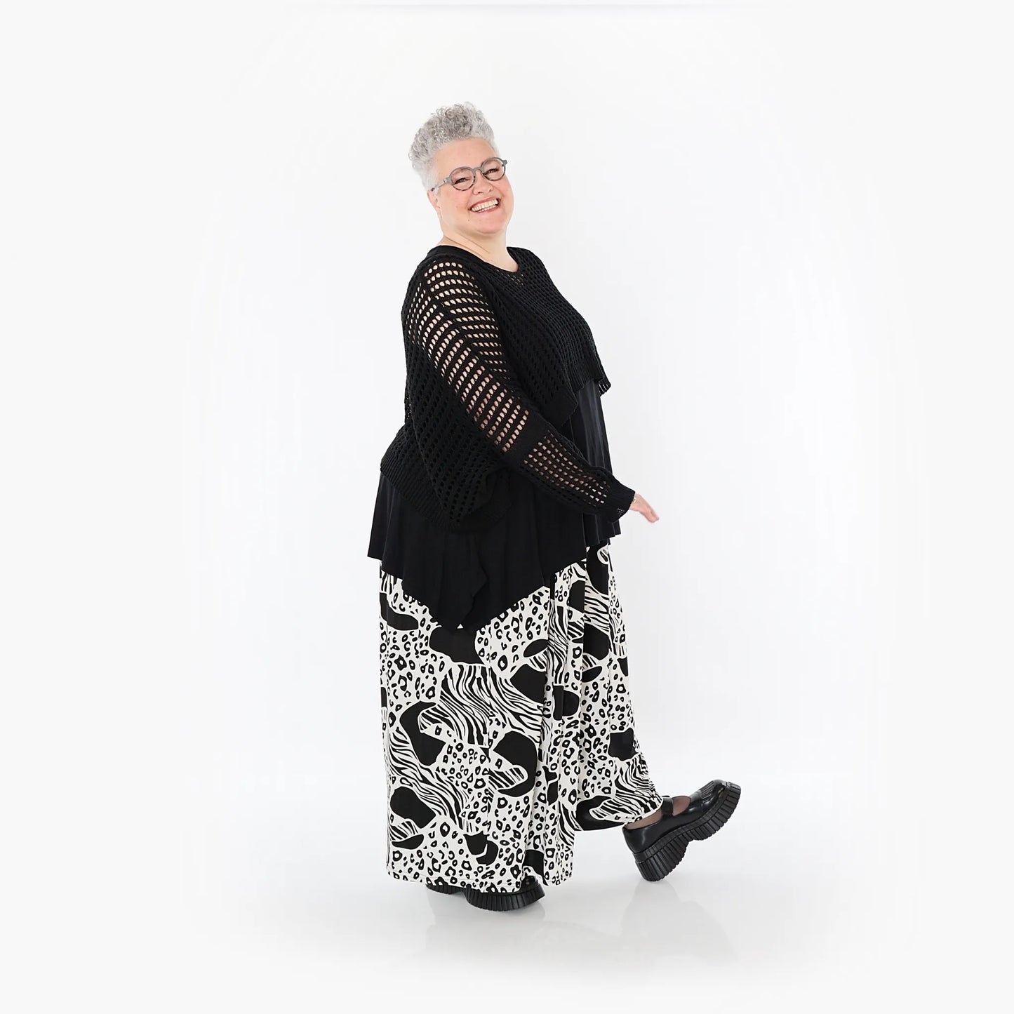 AKH Fashion 7077 Hose, Schwarz-Weiß