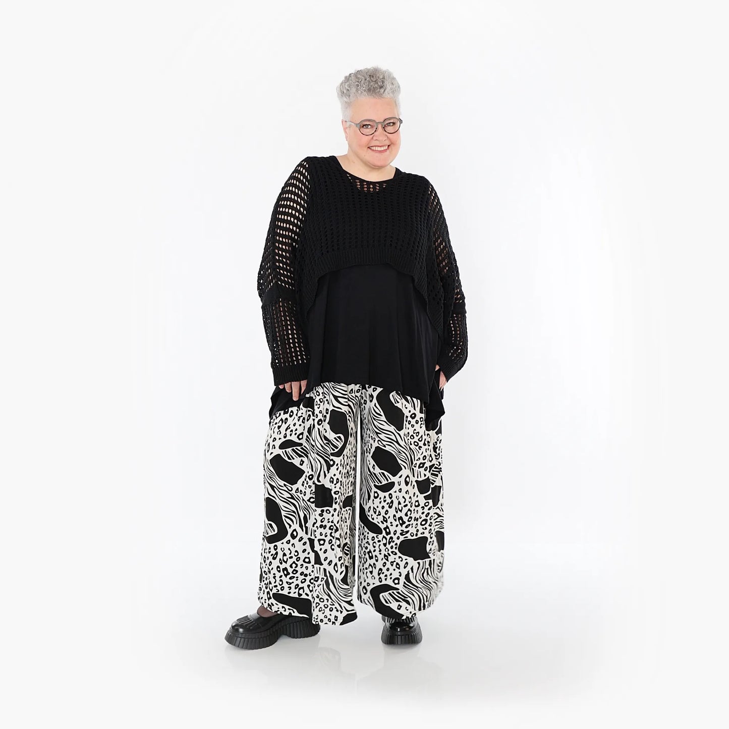 AKH Fashion 7077 Hose, Schwarz-Weiß