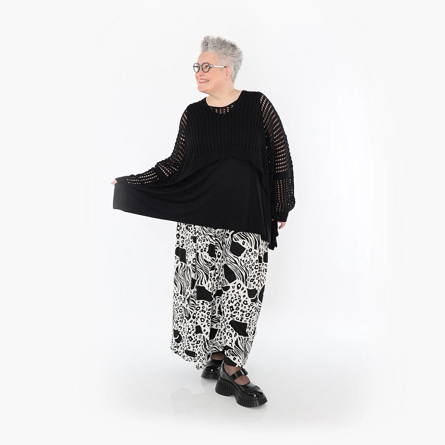 AKH Fashion 7077 Hose, Schwarz-Weiß