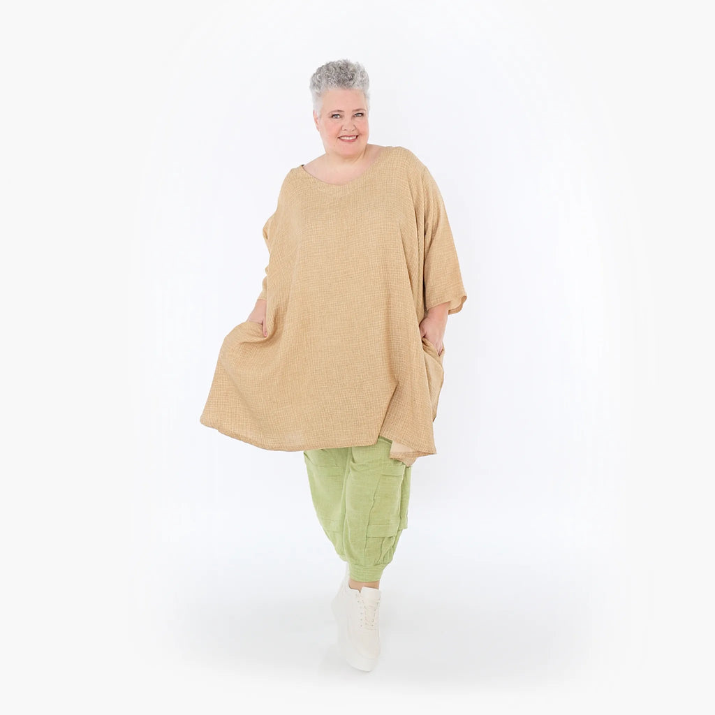 Chemise grande taille AKH Fashion 7022, cognac