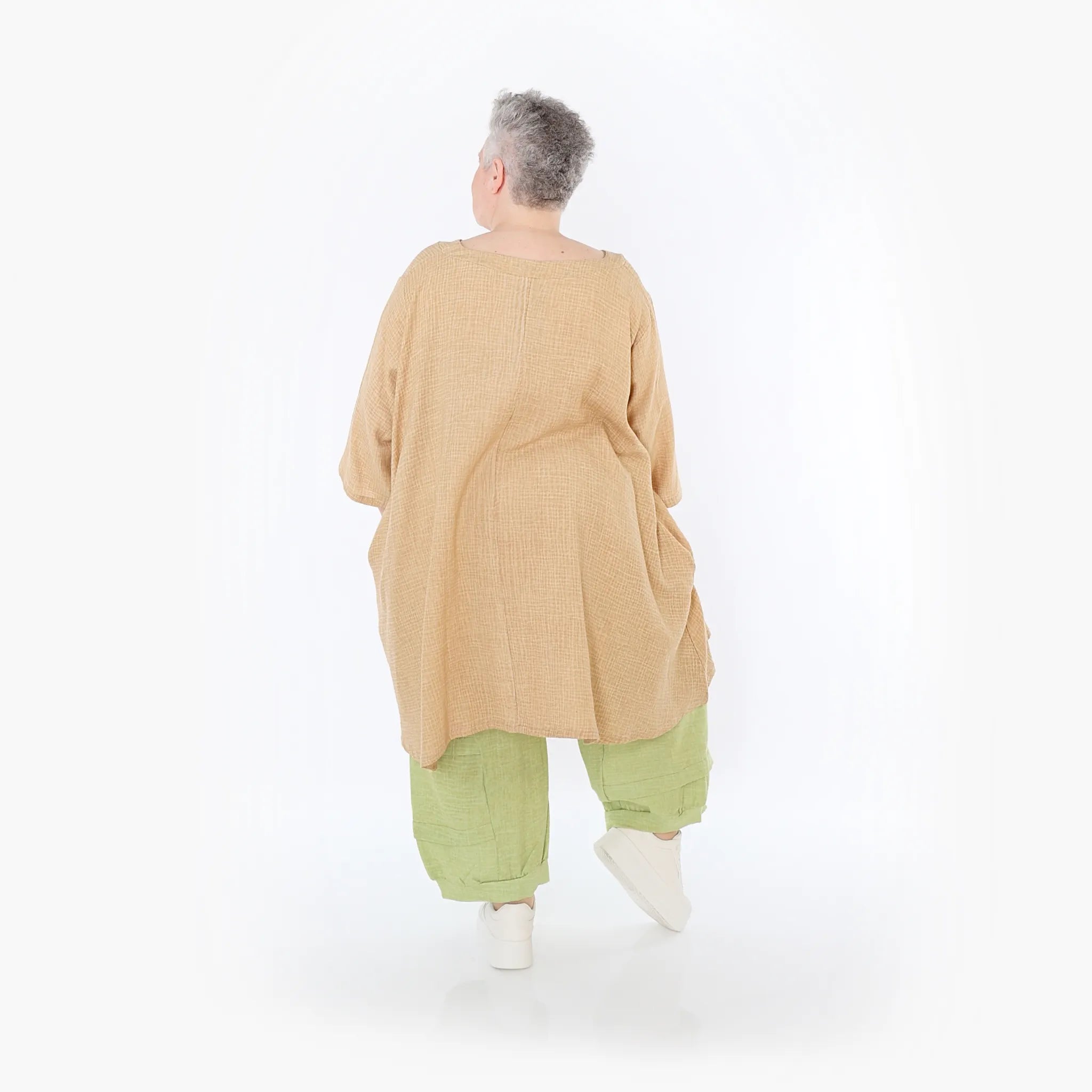 Chemise grande taille AKH Fashion 7022, cognac