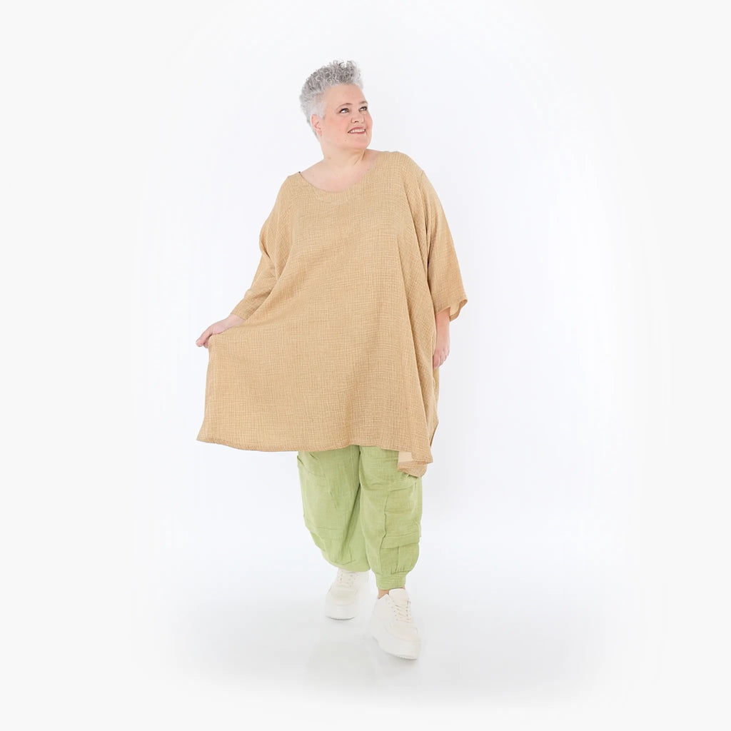Chemise grande taille AKH Fashion 7022, cognac