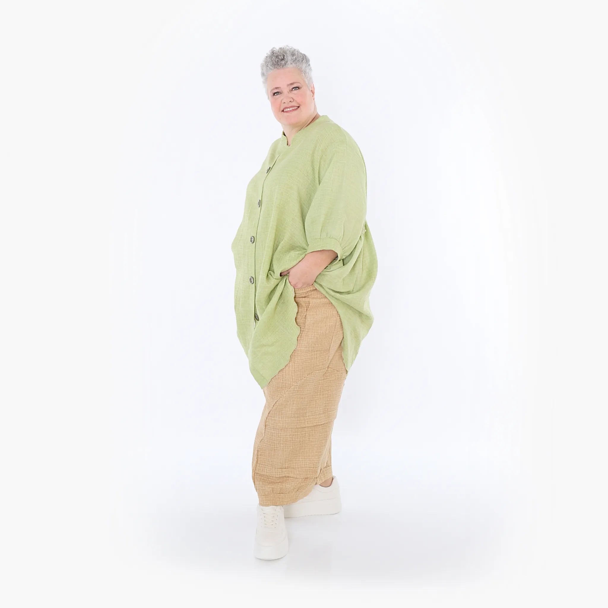Chemisier AKH Fashion 7106, vert pomme