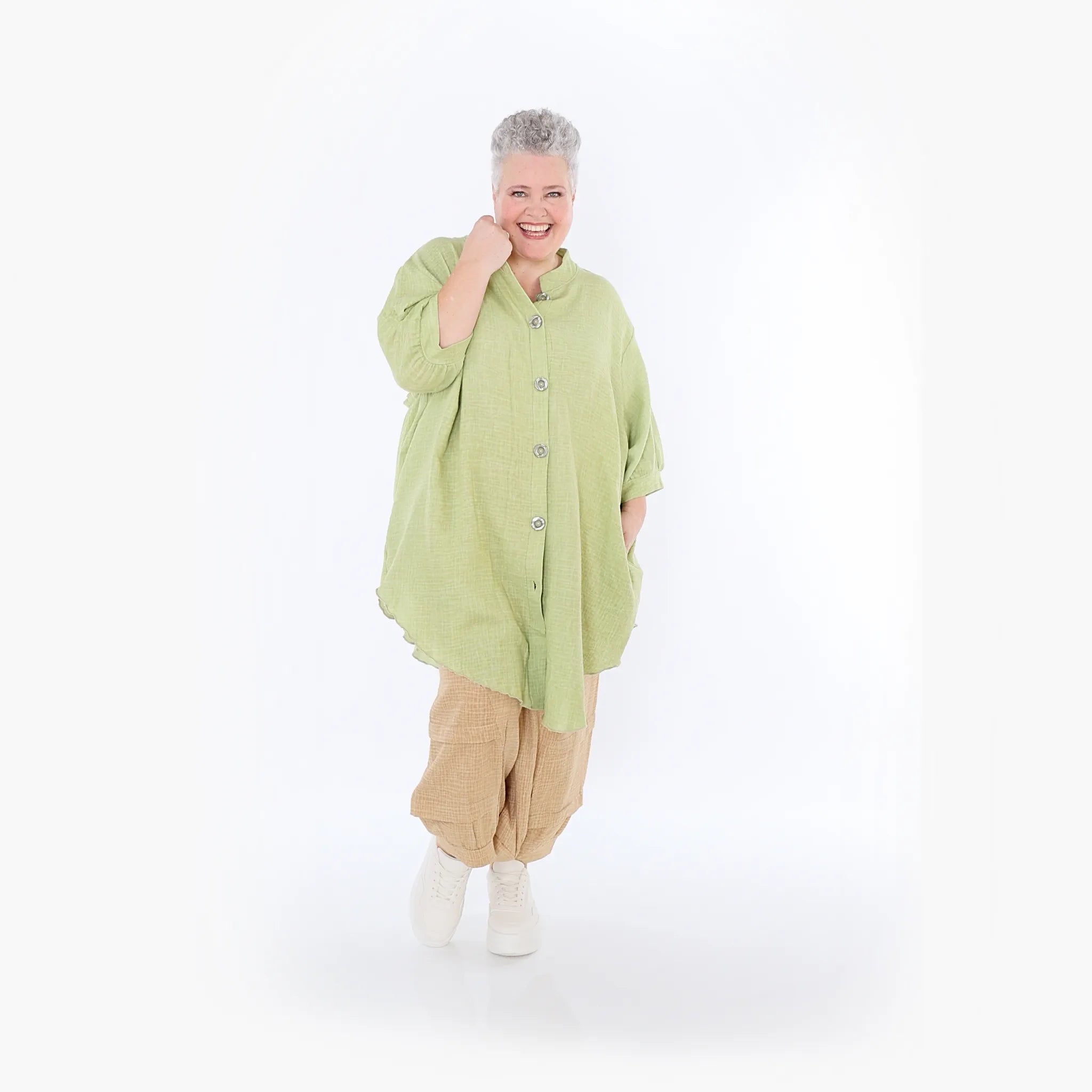 Chemisier AKH Fashion 7106, vert pomme