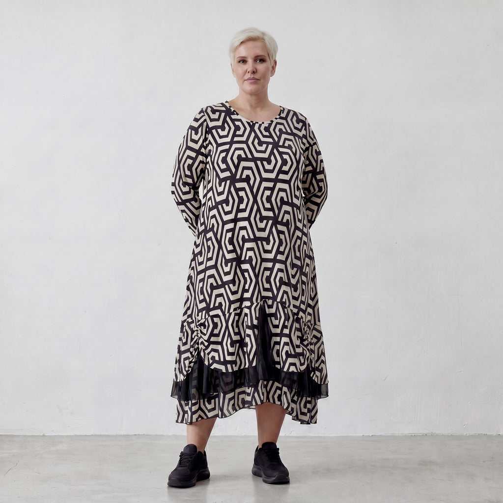 Robe AKH 6959, noir-écru