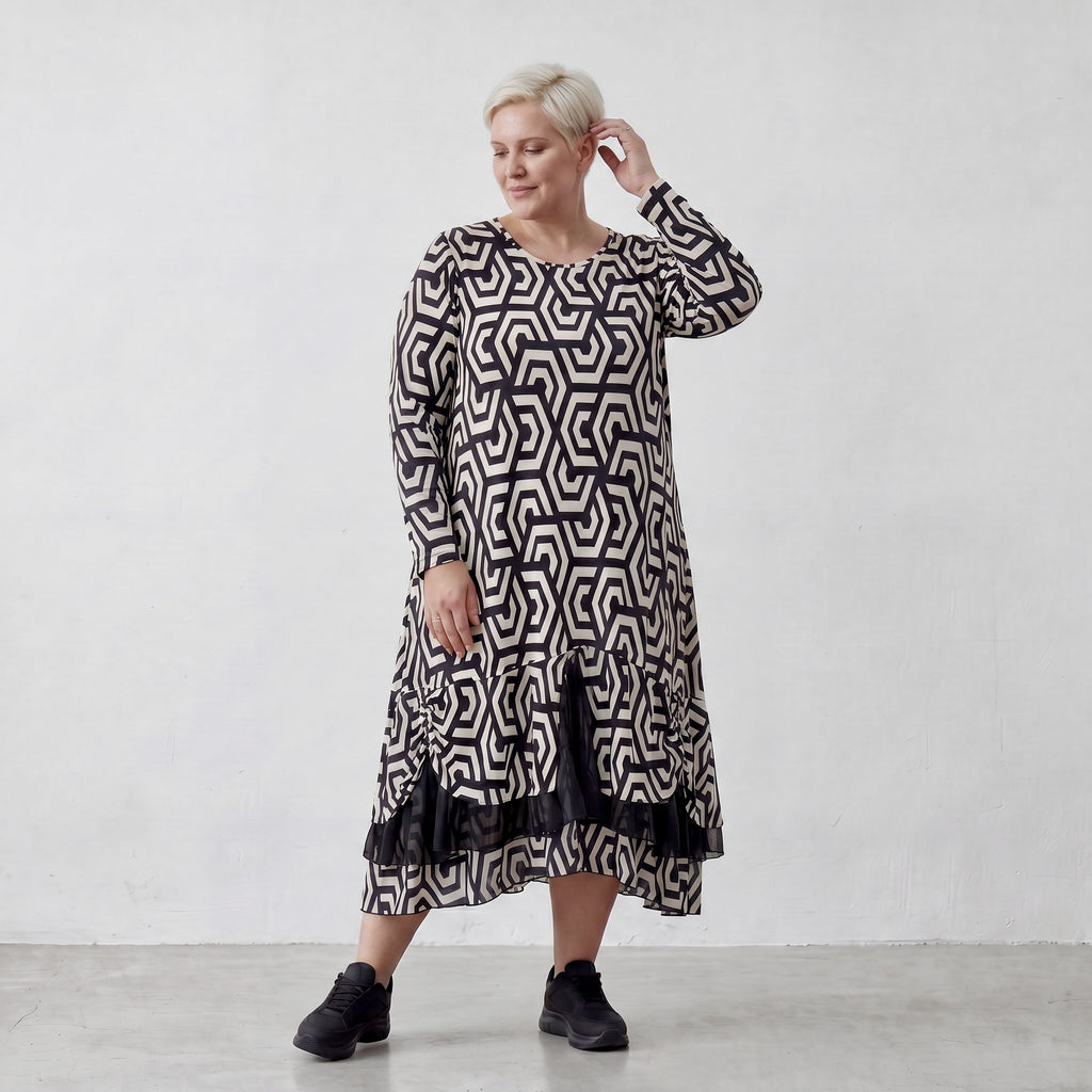 Robe AKH 6959, noir-écru