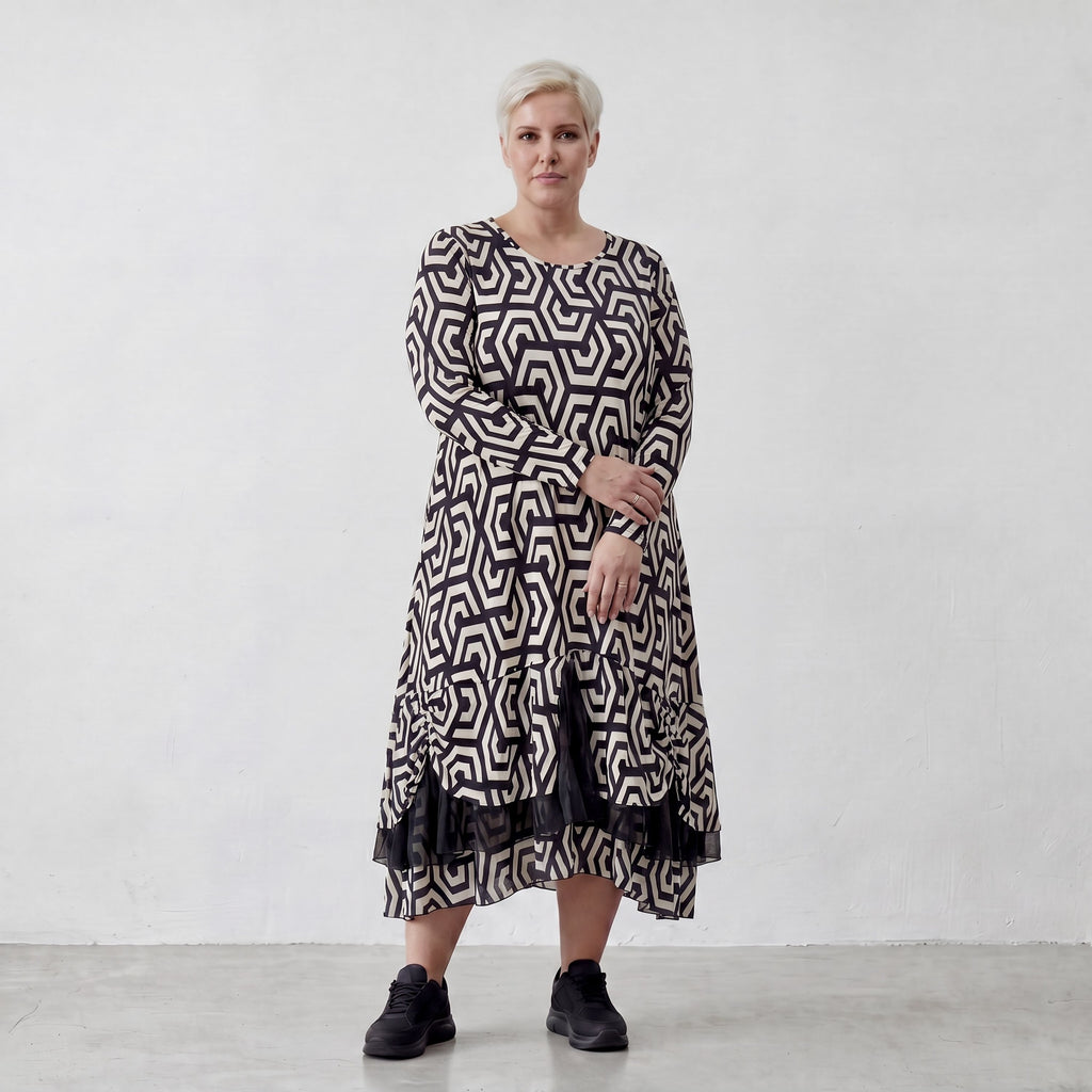 Robe AKH 6959, noir-écru