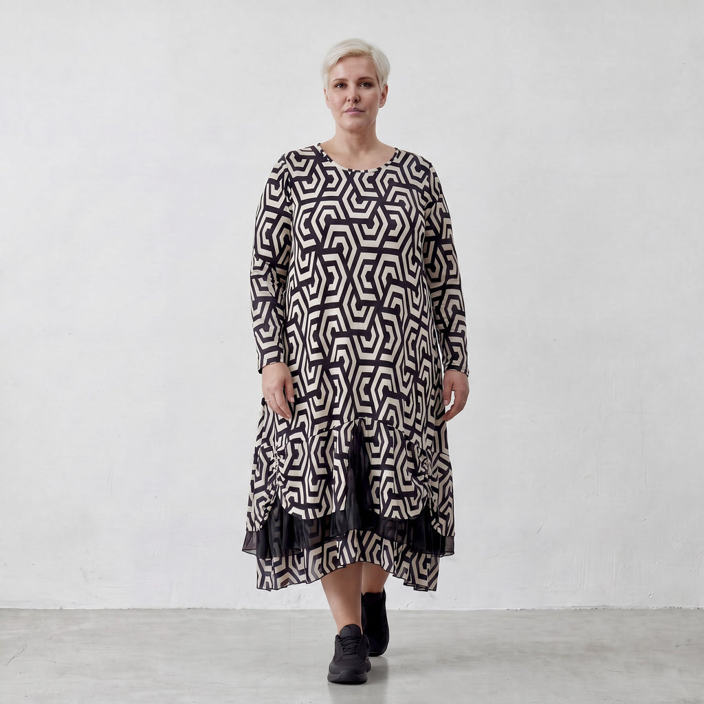 Robe AKH 6959, noir-écru