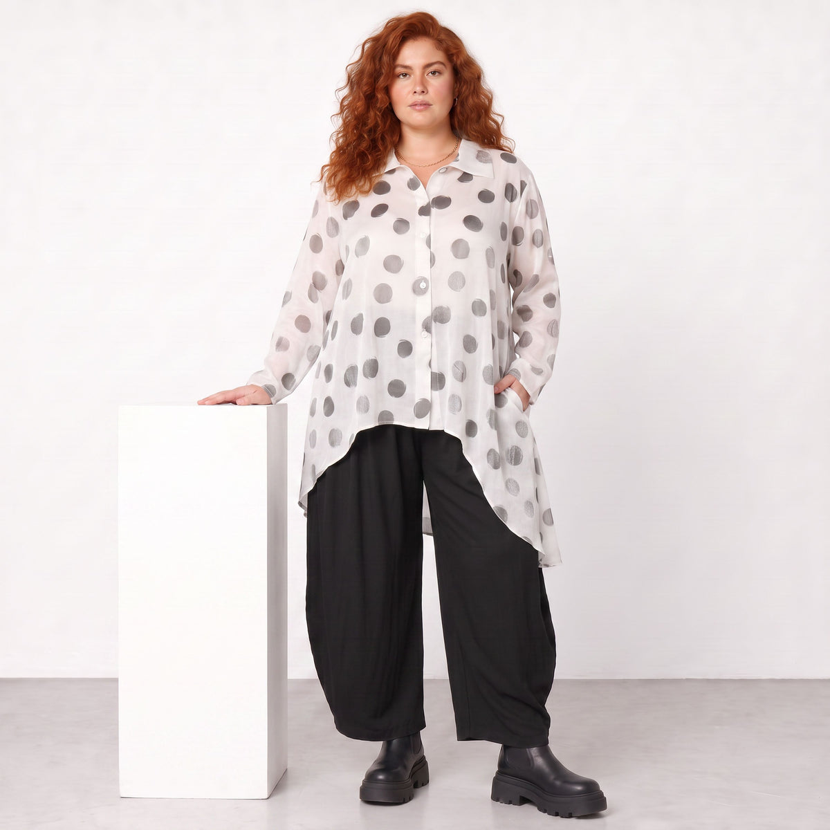 AKH Premium · Blouse · Amadora · 7149 · Blanc/Gris