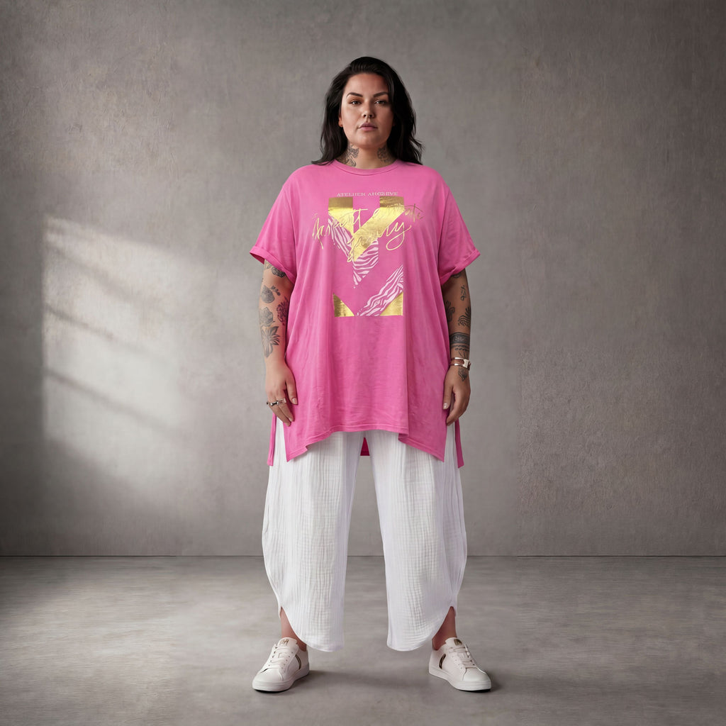 Funky Diva · Shirt · PrintDiva · 26008 · GoldFuchsia