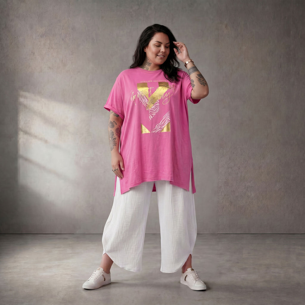 Funky Diva · Shirt · PrintDiva · 26008 · GoldFuchsia