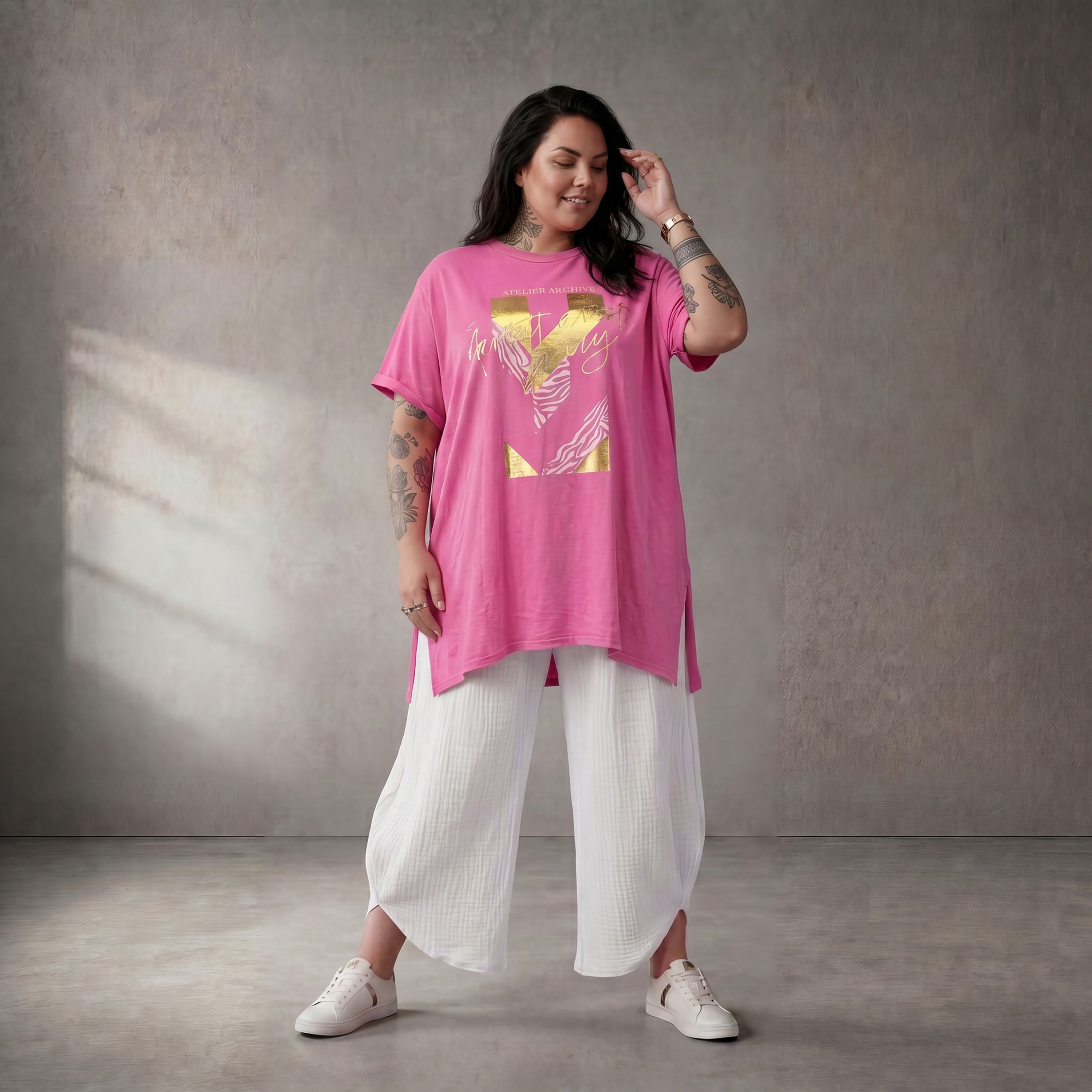 Funky Diva · Shirt · PrintDiva · 26008 · GoldFuchsia