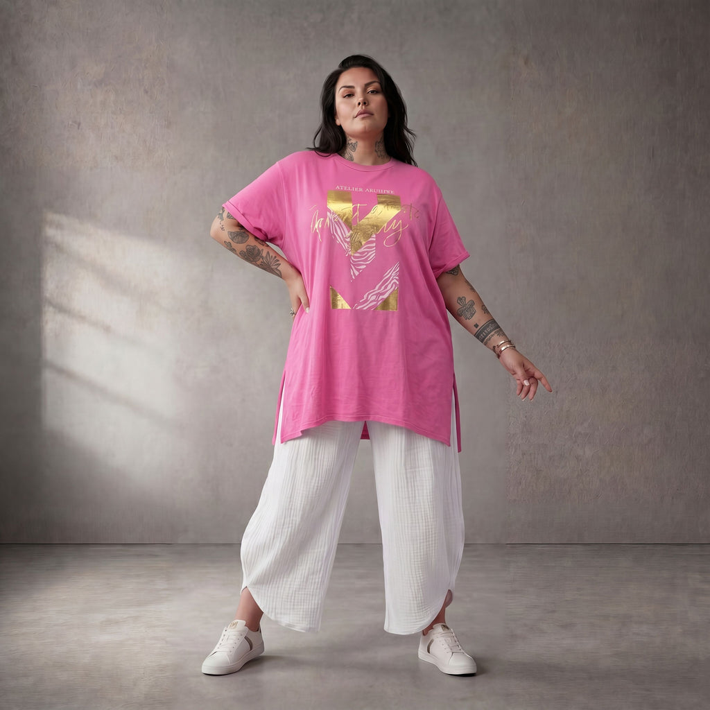 Funky Diva · Shirt · PrintDiva · 26008 · GoldFuchsia