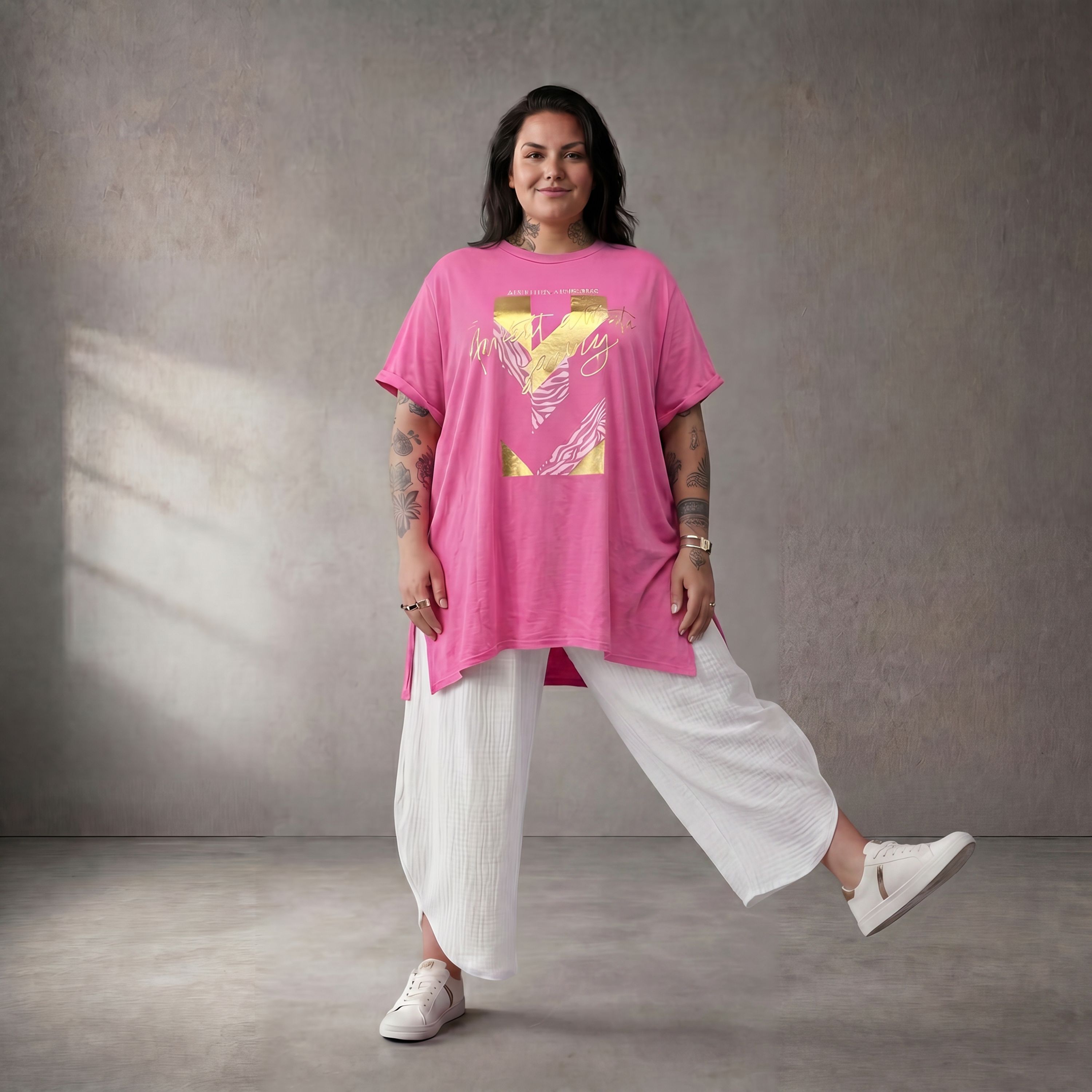 Funky Diva · Shirt · PrintDiva · 26008 · GoldFuchsia