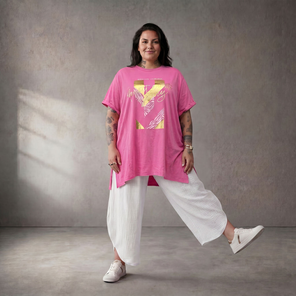 Funky Diva · Shirt · PrintDiva · 26008 · GoldFuchsia