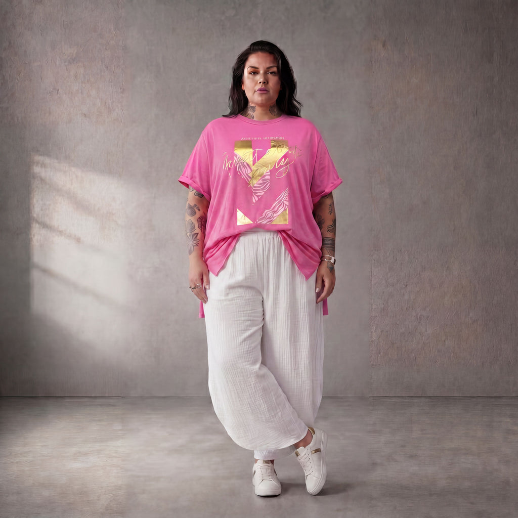 Funky Diva · Shirt · PrintDiva · 26008 · GoldFuchsia