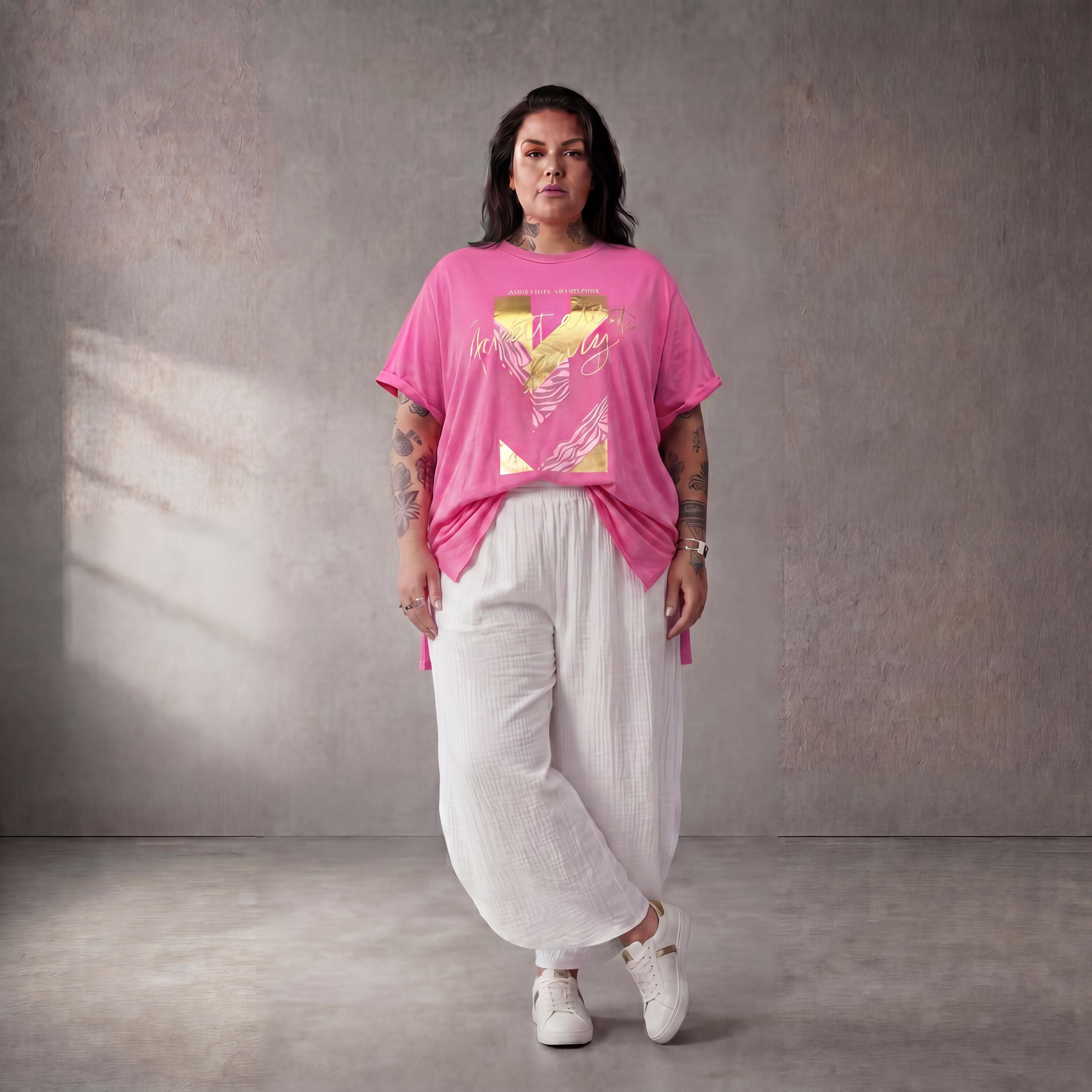 Funky Diva · Shirt · PrintDiva · 26008 · GoldFuchsia