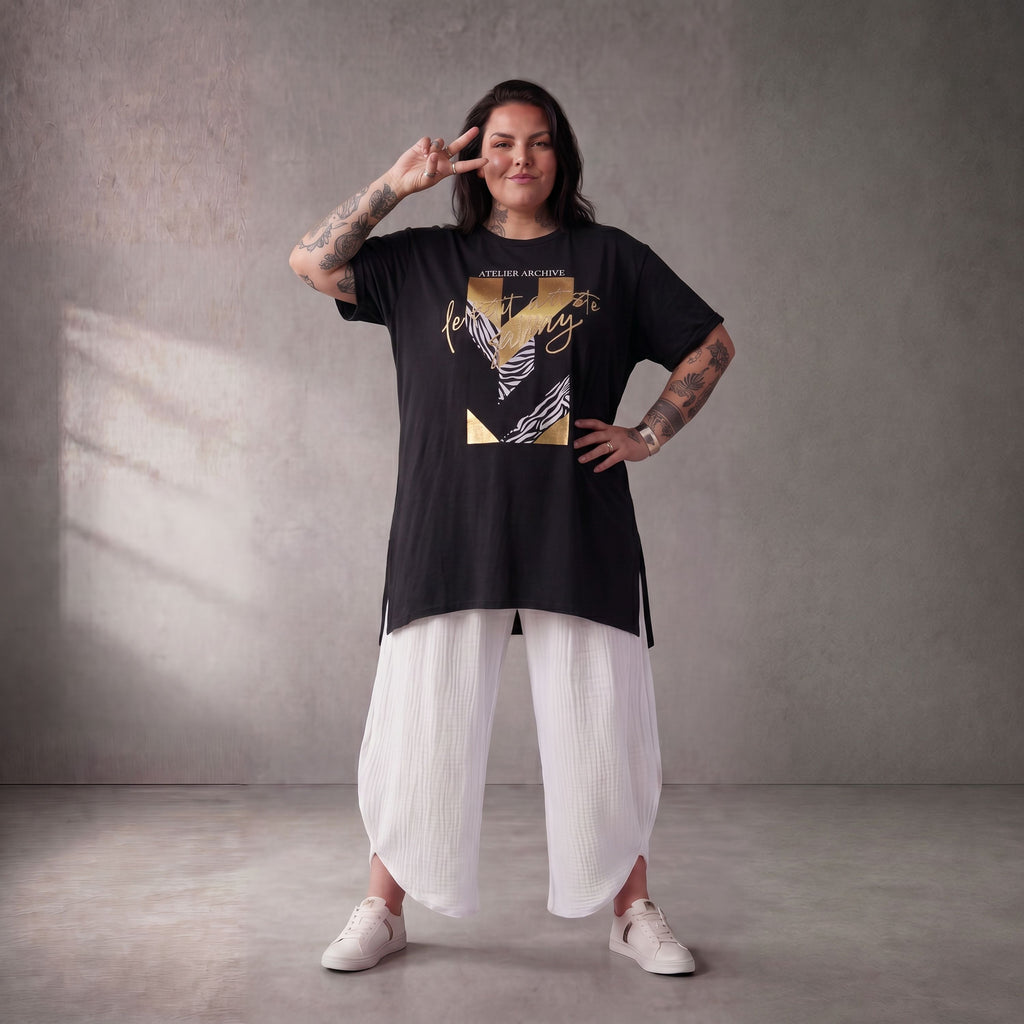 Funky Diva · Shirt · PrintDiva · 26008 · GoldBlack