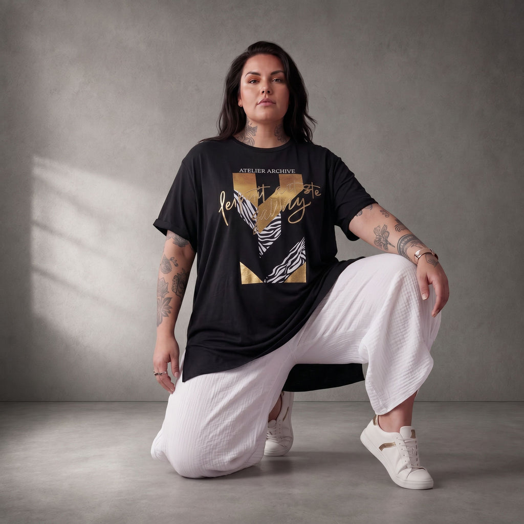 Funky Diva · Shirt · PrintDiva · 26008 · GoldBlack