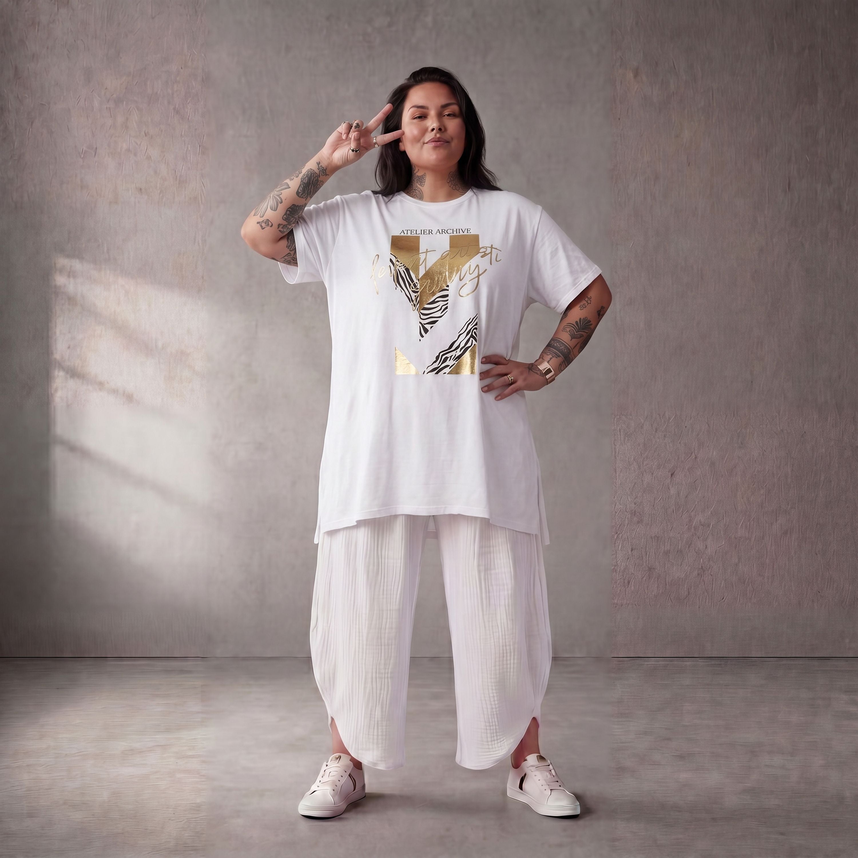 Funky Diva · Shirt · PrintDiva · 26008 · GoldWhite