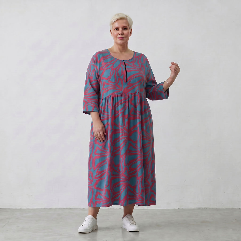 AKH Fashion Kleid 6677 BahiaOla, Blau-Rot