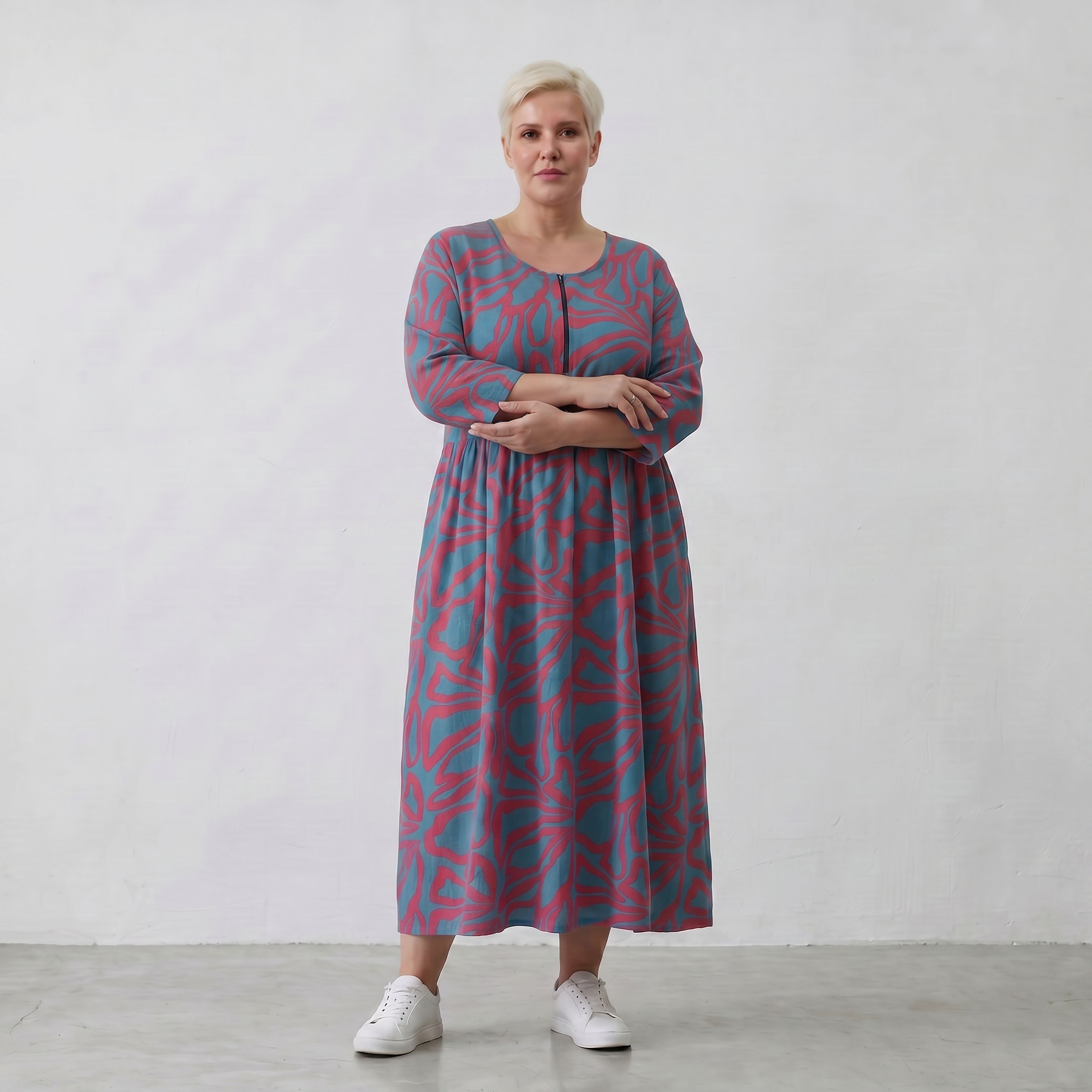 AKH Fashion Kleid 6677 BahiaOla, Blau-Rot