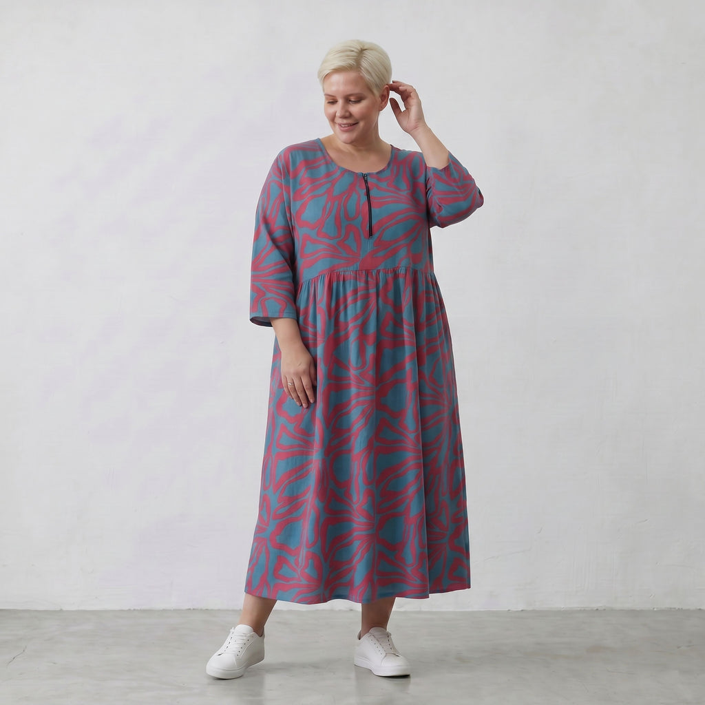 AKH Fashion Kleid 6677 BahiaOla, Blau-Rot