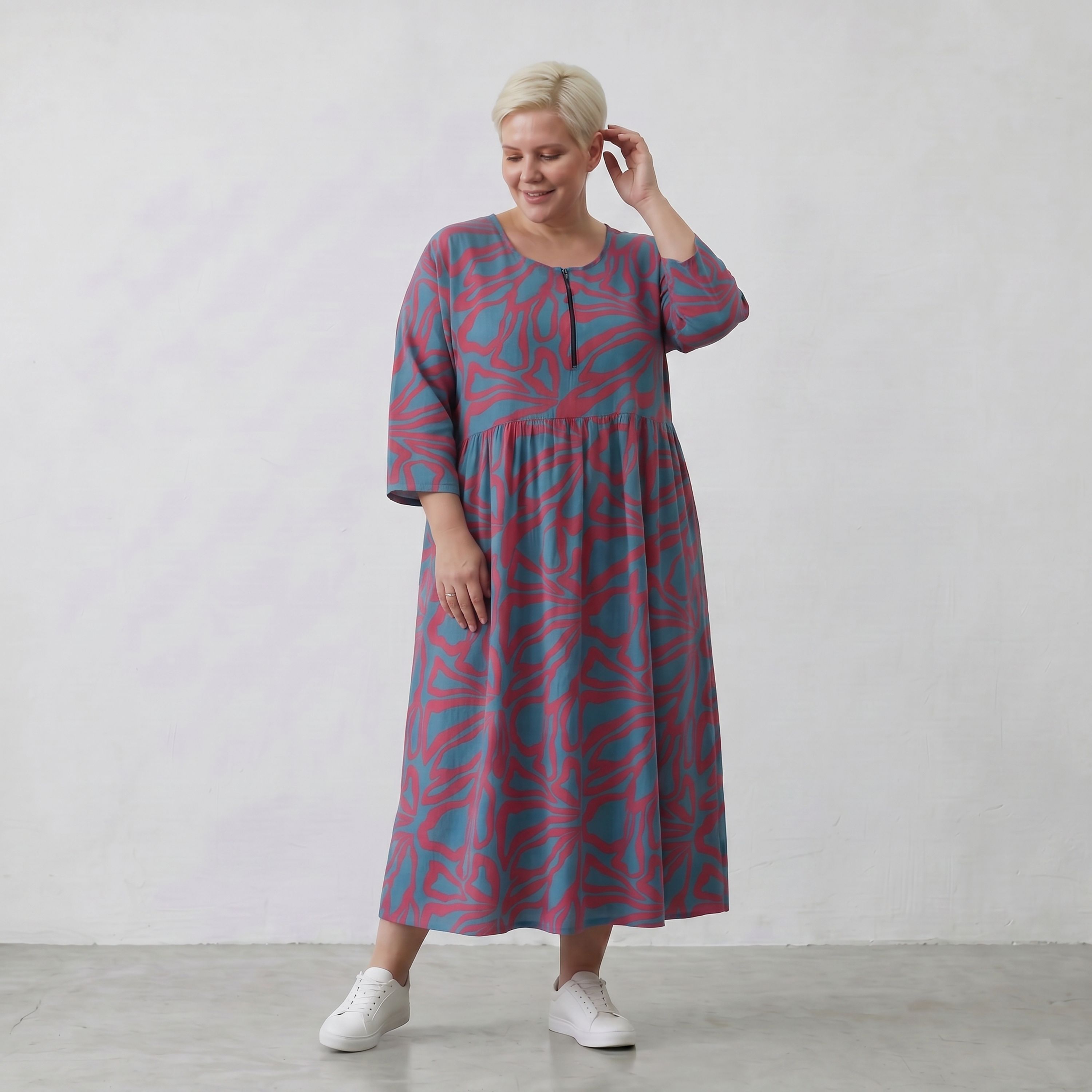 AKH Fashion Kleid 6677 BahiaOla, Blau-Rot