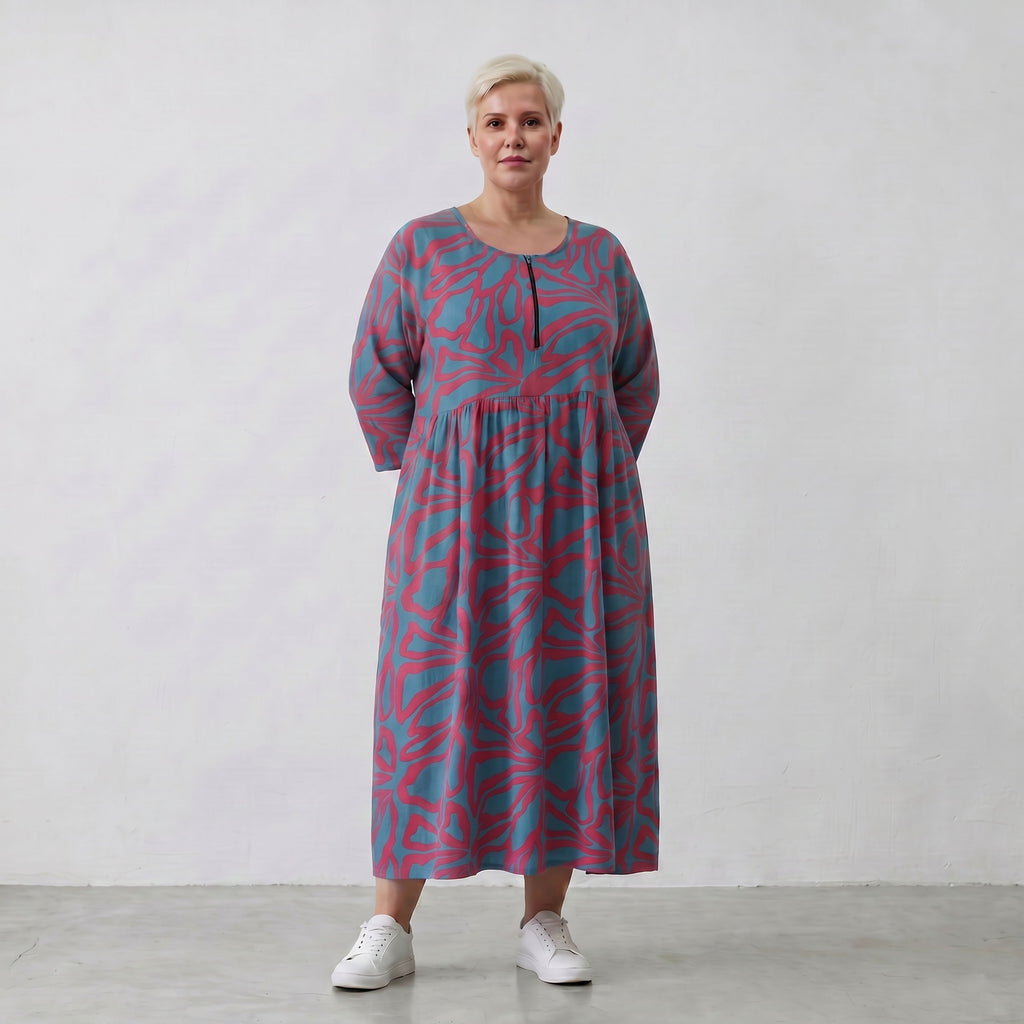 AKH Fashion Kleid 6677 BahiaOla, Blau-Rot